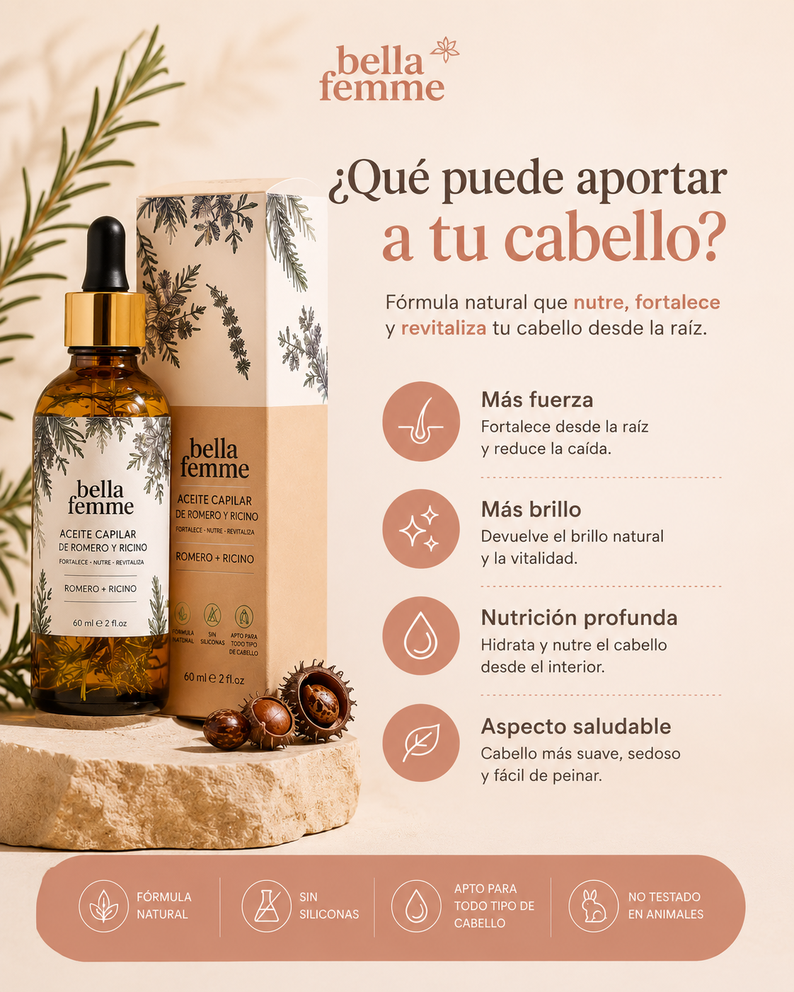 Aceite Capilar de Romero y Ricino